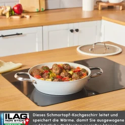 Karaca Swiss Crystal Almond Cream Handle Flache Kasserolle 26 cm