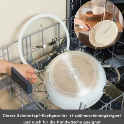 Karaca Swiss Crystal Almond Cream Handle Flache Kasserolle 26 cm