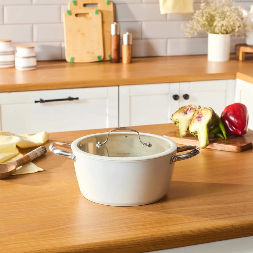 Karaca Swiss Crystal Almond Cream Stielkasserolle 20 cm