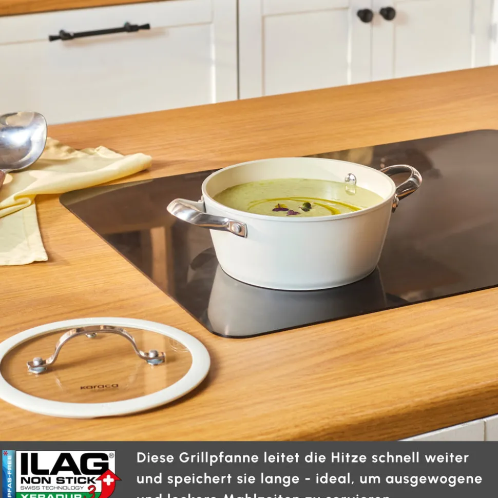 Karaca Swiss Crystal Almond Cream Stielkasserolle 20 cm