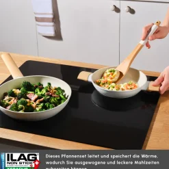 Karaca Swiss Crystal Almond Cream, Pfannen Set, Induktion