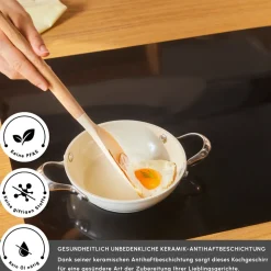 Karaca Swiss Crystal Almond Cream Handle Flache Kasserolle 16 cm