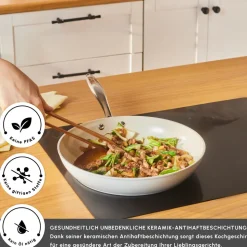 Karaca Swiss Crystal Almond Cream Pfanne mit Edelstahlgriff 30 cm