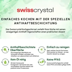 Karaca Swiss Crystal Induktions Flacher Kochtopf, 26 cm, Creamy