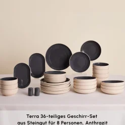 Karaca Terra 36-Teiliges 8-Personen Geschirrset Anthrazit