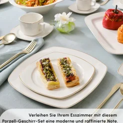 Karaca Timeless Gold Square Geschirr-Set für 12 Personen, 84-teilig