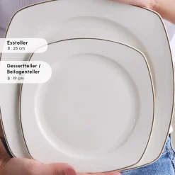Karaca Timeless Gold Square Geschirr-Set für 12 Personen, 84-teilig
