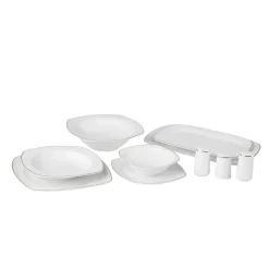 Karaca Timeless 59-teiliges Porzellan Halb-Quadratisches Dinner-Set für 12 Personen, Gold