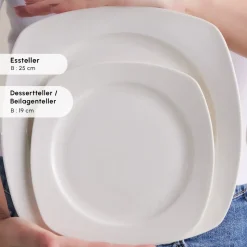 Karaca Timeless White Square Geschirr-Set für 12 Personen, 84 Teilig