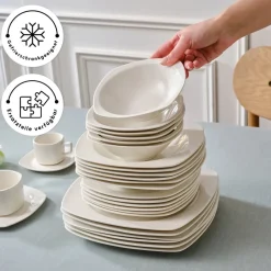 Karaca Timeless White Square Geschirr-Set für 12 Personen, 84 Teilig
