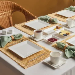 Karaca Trend Emboss Quadrat Frühstücksset und Servierschalen, 32 Teilig