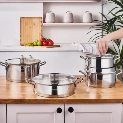 Karaca Vapor 8-teiliges Edelstahl-Topfset mit Sieb