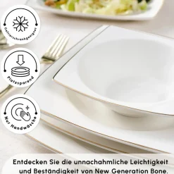 Karaca Vesta Gold 12 Personen Geschirrset, 52 Teilig