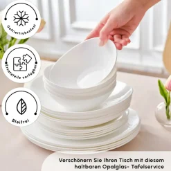 Karaca White Pure Opal Glas Tafelservice 24-teilig für 6 Personen