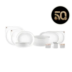 Karaca-Kollektion zum 50-jährigen Jubiläum Streamline New Generation Bone Sign Geschirrset für 12 Personen, 59-teilig