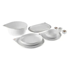 Karaca-Kollektion zum 50-jährigen Jubiläum Streamline New Generation Bone Sign Geschirrset für 12 Personen, 59-teilig