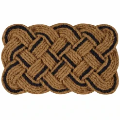 Kaschmir Teppich Geflochten Schwarz Natur Coco Fußmatte 45x75 cm