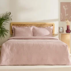 Leaf Bettüberwurf-Set Anthrazit 230x240 Cm + 2 (50x70 Cm)