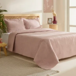 Leaf Bettüberwurf-Set Anthrazit 230x240 Cm + 2 (50x70 Cm)