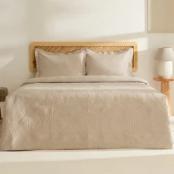 Leaf Bettüberwurf-Set Beige 230x240 Cm + 2 (50x70 Cm)