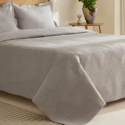 Leaf Bettüberwurf-Set Grau 230x240 Cm + 2 (50x70 Cm)