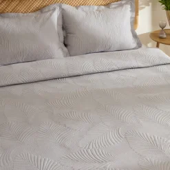Leaf Bettüberwurf-Set Grau 230x240 Cm + 2 (50x70 Cm)