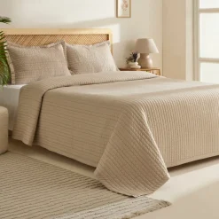 Manon Bettüberwurf Set, Doppelbett, Beige 230x240cm + 2(50x70) cm