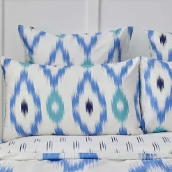 Nautica Home Ikat Bettbezug-Set aus 100 % Baumwolle, 155 × 220 cm, Weiß-Blau